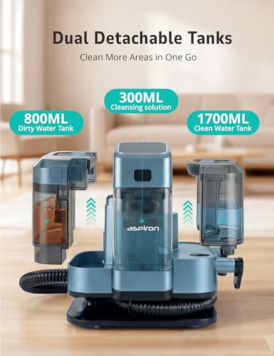 Aspiron Carpet Cleaner,Fast Heating Steamer,Carpet Cleaner Machine for Home,Hot/Cold Water & Steam Wash,Spot Cleaner,20Kpa Powerful Suction,300ML Solution,for Carpet,Upholstery,Sofa,Pet Stain,Car