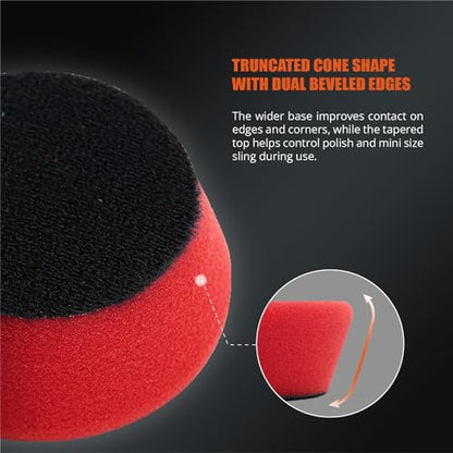 SPTA Red T10 Mini Ultra-Fine Finishing Foam Polishing Pads, 5Pcs 2inch/50mm Sponge Polishing Buffing Pads, Car Foam Detail Polishing Pad Kit for Car Detail Polishing, Small Area Polishing -FPTSS2R - color: 5Pcs Red T10 Ultra-Fine Finishing Pad, size: 2 In