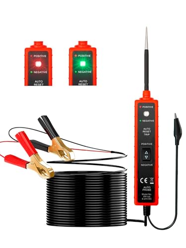 Power Circuit Probe Tester, 6-24V DC Circuit Tester, Test Light Automotive Short Circuit Located, Polarity Identify with LED Light Overload Protection