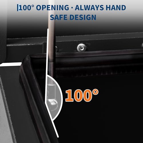 Industrial Steel Truck Tool Box w/Gas-Shock Lid, Pry-Resistant Security & Weatherproofing Toolbox Organizer Chest Fits Pickup, Truck Bed, RV, Trailer - color: Black, size: 15X15X48 inch