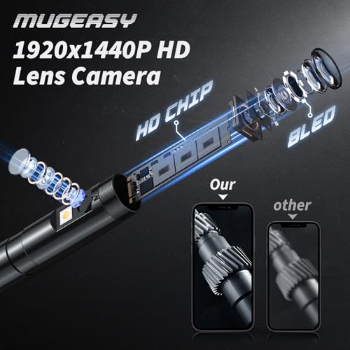 Endoscope Camera with Light, 1920P HD Bore Scope Borescope with 8 Lights, Waterproof 16.4FT Semi-Rigid Cord for Pipe Inspection, Industrial Endoscope for Phones(Dual Lens) - style: Dual Lens