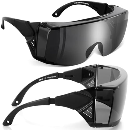 OXG Anti Fog Safety Glasses, ANSI Z87.1 Protective Eyewear with Side Shields, UV Protection Lens, Adjustable Temples - color: 2 Pack Grey