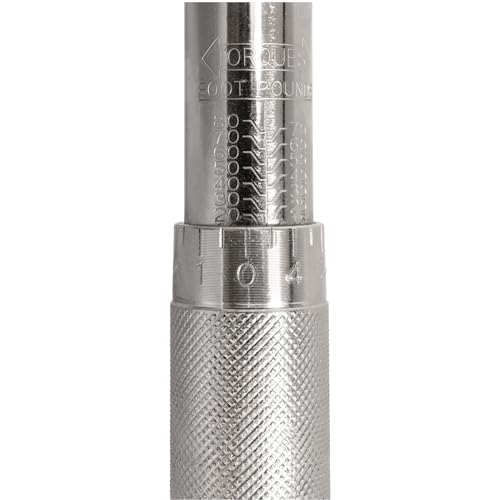 Performance Tool M238 Click Torque Wrench - 3/8 Drive, Adjustable 10 to 80 lbs ft. for Automotive Repair, Garage Maintenance, Chrome-Plated, Calibrated Torque Control