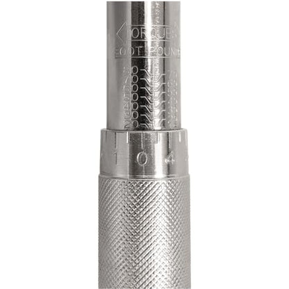 Performance Tool M238 Click Torque Wrench - 3/8 Drive, Adjustable 10 to 80 lbs ft. for Automotive Repair, Garage Maintenance, Chrome-Plated, Calibrated Torque Control
