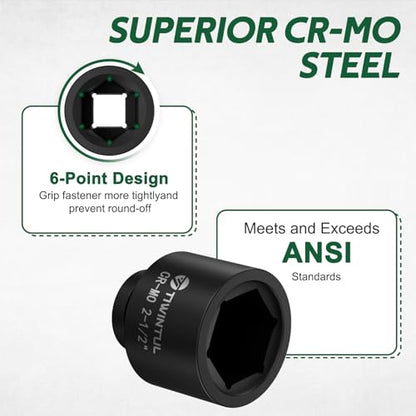 2-1/2" Impact Socket 1" Drive, 6 Point Design for Heavy Truck | CR-MO, ANSI Certified, Large & Spindle Nut Socket 1 Inch Drive for Construction, Oilfield & Equipment Service - size: 2-1/2"(1 PCS)
