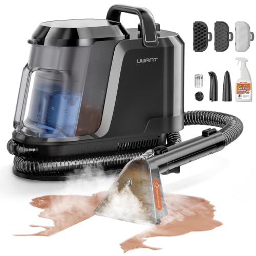 Uwant Carpet Cleaner Machine with Steam&Hot&Cold Water System 18Kpa Powerful Suction Upholstery Cleaner Machine with Pet Pro Cleaner for Pets, Carpet Steam Cleaner Set of 1 - color: Black-Americano
