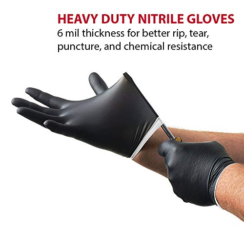 Venom Steel Nitrile Gloves, Rip Resistant Disposable Latex Free Black Gloves, 2 Layer Gloves, 6 mil Thick, X-Large (Pack of 500) - size: X-Large (Pack of 500)