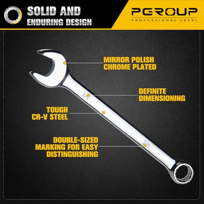 3/4" SAE Combination Wrench, CR-V Steel with Mirror Polish, 12-Point Design, 15-Degree Offset, Perfect for Auto Repair, Household, Car & Truck Emergency - size: 3/4"