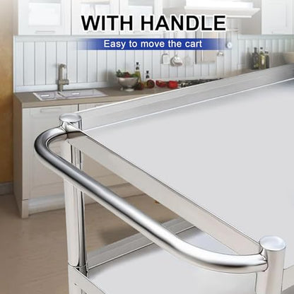 3-Shelf Stainless Steel Rolling Utility Cart - Heavy-Duty Metal Mobile Storage with Handle & Locking Wheels - Ideal for Kitchen, Medical, Lab, Restaurant & Home Use (16''x24''x34'') - size: 16''x24''x34''