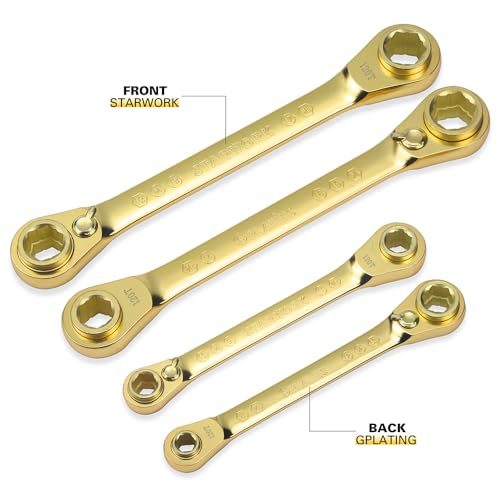 STARWORK TRUE MECHANIC™ 2-Piece 10-in-1 Reversible Ratcheting Box Wrench Set, Double Box End, 120-Tooth, GPLATING™, SAE/Metric - size: 2-Piece 120-Tooth GPlating (8 - 19 mm)