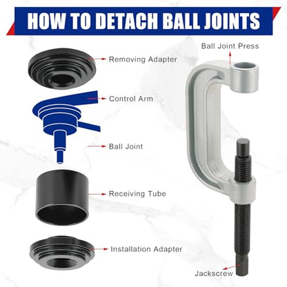 NYXOVA Ball Joint Removal Installation Tool, Heavy Duty Ball Joint Press Kit & U Joint Removal Tool with 4 Wheel Drive Adapters for Most 2WD and 4WD Cars Light Trucks