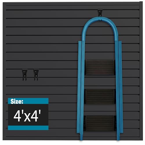 Brakki Slat Wall Paneling 4x4 Ft, Slatwall Garage Organizer Storage System | PVC Slatwall Panels, Garage Organization Product, Heavy Duty Wall Mounted, Tool Storage for Home, Black - color: Black, size: 4x4 ft