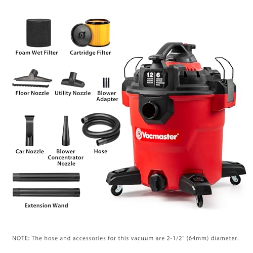Vacmaster 12-Gallon 6 Peak HP Wet/Dry Vac with Detachable Blower, VBVCM1211 1101 - size: 12-Gallon