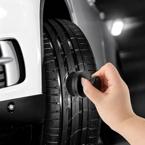 2 Pack Car Tire Shine Applicator, Vegan Tire Shine Applicator with Curved Brush Head Portable Car Tire Brush with Seal Cover Design for Vehicles Tire Shine Polish Wax and Car Wash