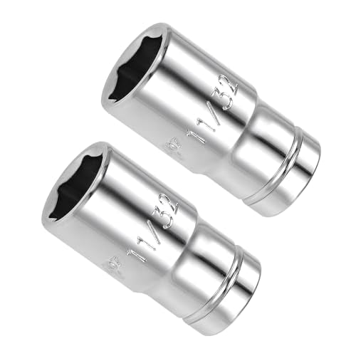 6-Point Socket, 1/4" Drive 11/32" Deep, Polished Chromed CR-V SAE Standard Shallow Impact Socket - (Applications: for Ratchet Torque Electric Wrenches Car Repair), 2-Pieces - size: 11/32"