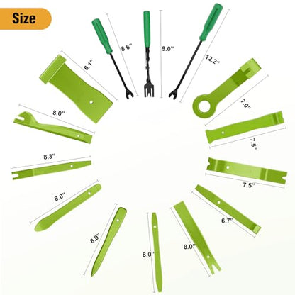 GOOACC 238Pcs Trim Removal Tool, Auto Push Pin Bumper Retainer Clip Set Fastener Terminal Remover Tool Adhesive Cable Clips Kit Car Panel Radio Removal Auto Clip Pliers, Green - color: 120Pcs Clips + 118 Remover Green
