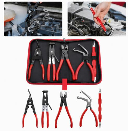 5 Piece Electrical Disconnect Pliers Electrical Connector Removal Tool Set Automotive Trim Clip Hose Clamp Release Car Specialty Tool Set for Car Tight Engine Bay Repair Maintenance