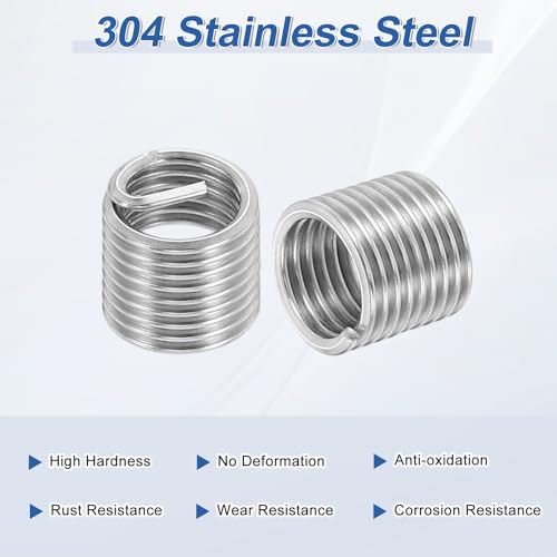 PATIKIL Wire Thread Inserts 1/4-28 UNF 1.5D 9.6mm, 20Pcs 304 Stainless Steel Helical Coiled Wire Screw Threaded Sleeve Sheath for Mechanical Equipment Automotive Repairs - size: 1/4-28 UNF, 9.6mm