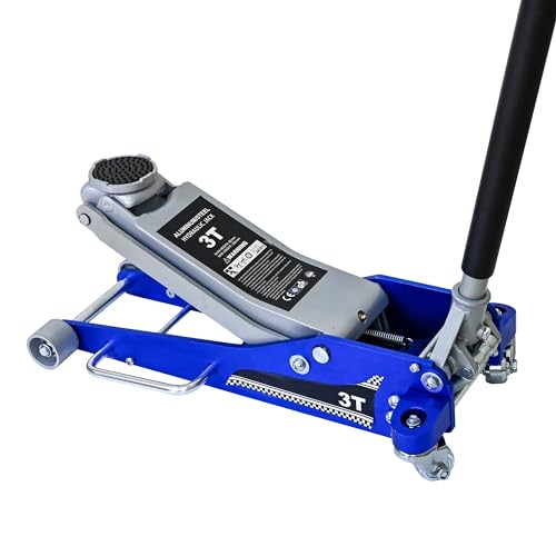 6600lbs/3Ton Aluminum Steel Floor Jack Dual Piston Hydraulic Car Jack | Fast lift dual piston pump, lifting range 4.3"-20", heavy duty racing trolley car jack for MVP, SUVs & Trucks - size: 3ton Aluminum Steel(4.3"-20")