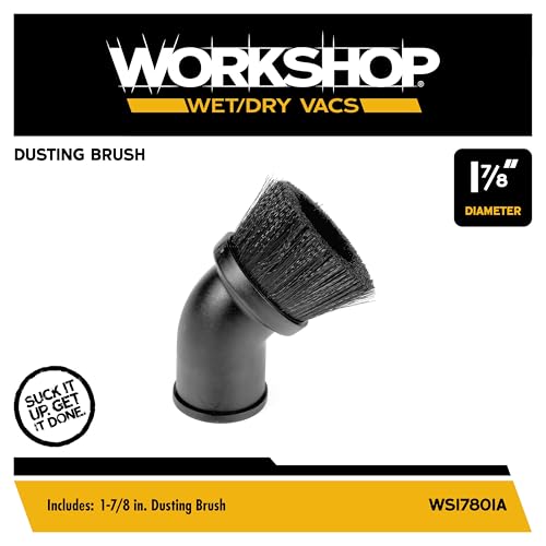 WORKSHOP Wet/Dry Vacs WS17801A 1-7/8-in. Dusting Brush Vacuum Attachment | Bristles Dust the Area as it Cleans, For WORKSHOP Shop Vacuum Cleaners, Fits 1-7/8-inch Extension Wands and Hoses - size: 1-7/8"