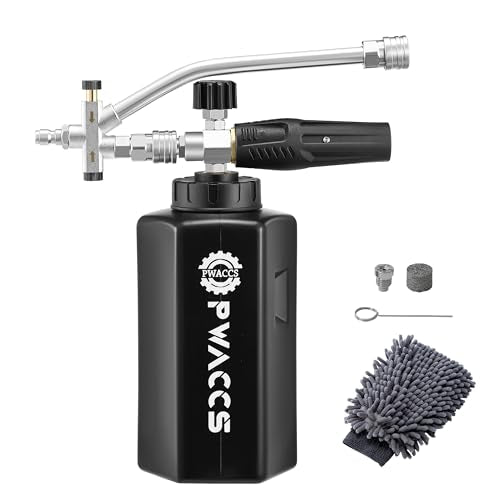 PWACCS Pressure Washer Foam Cannon Dual Connector, Adjustable Foam Blaster | 1/4" Quick Connect, 1.5 L Capacity, 3600 PSI, Big Mouth Snow Foam Lance, Black - style: Dual Foam Cannon