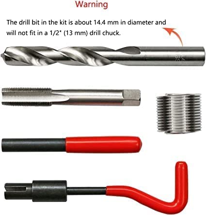 14pcs Thread Repair Kit M14 x 1.25mm Metric Thread Repair Insert Kit Compatible Hand Tool Set for Auto Repairing (M14-1.25)