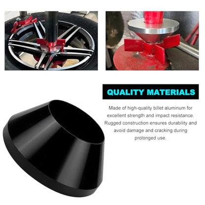 povtii Manual Tire Changer Centering Cone, Aluminum Tapered Automotive Tire Balancer Adapter, Wheel Balancer Hold Down Cone for Cars Trucks, Repair Tool Kit Car Accessories (Black) - color: Black