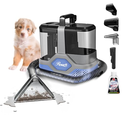 Rosewill Multi-Purpose Portable Carpet and Upholstery Cleaner with 74.4 oz Large Water Tank, Self Cleaning, Powerful Suction 17 KPa Spot Cleaner, 600W Motor, 4 Tools for Pets, Car, Couch and Stairs - color: Gray
