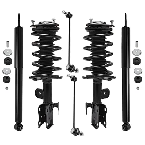 Detroit Axle - Struts Shocks Kit for 2010-2015 Toyota Prius | Front Struts w/Coil Spring Rear Shock Absorbers Front Sway Bar Links 2011 2012 2013 2014 Suspension Replacement - size: 6AQS47048/Shock Kit