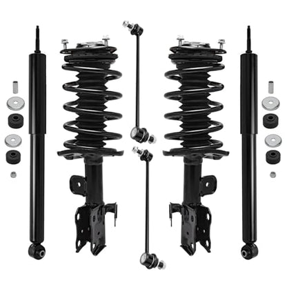 Detroit Axle - Struts Shocks Kit for 2010-2015 Toyota Prius | Front Struts w/Coil Spring Rear Shock Absorbers Front Sway Bar Links 2011 2012 2013 2014 Suspension Replacement - size: 6AQS47048/Shock Kit