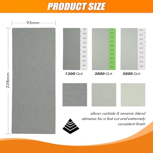 POLIWELL Pyramid Structure Car Sandpaper Set: 3.6“ x 9” Wet/Dry Polishing Pads (1500/3000/5000 Grit) — Clear Coat Scratch Repair, Automotive Detailing Care, and Ultra-Smooth Surface Restoration - style: MIX