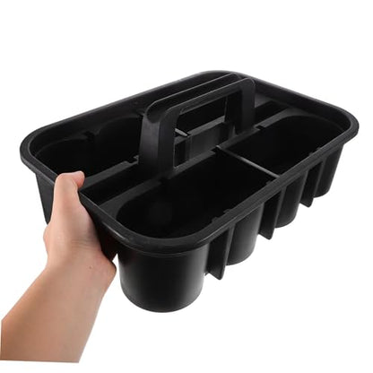 Car Cleaning Tools Storage Basket Thickened Plastic Organizer with Carrying Handle Square Compartment Storage for Car Detailing and Cleaning Supplies