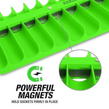OEMTOOLS 23118 1/2" Drive Portable Magnetic Socket Organizer, Sockets Organizer, 1/2 Inch Socket Organizer, Green - style: 1/2 Inch Drive