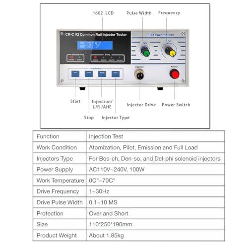 Common Rail Injector Tester CR-C Rail Injector Drive Fuel Injector Tester | CR Fuel Injector Cleaner Kit, Common Rail piezoelectric Injector Testers Car Fuel Injector Tester with 4 Test Range