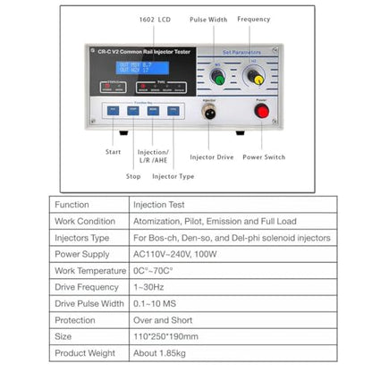 Common Rail Injector Tester CR-C Rail Injector Drive Fuel Injector Tester | CR Fuel Injector Cleaner Kit, Common Rail piezoelectric Injector Testers Car Fuel Injector Tester with 4 Test Range