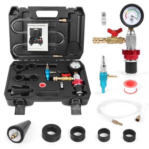 Coolant Vacuum Refill Kit Quick Vacuum Coolant Fill Kit with 5 Universal Adapters, Pressure Gauge, 41 in Fill Hose & 2 Quick Connectors for Most Vehicles