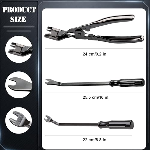3 Pcs Auto Clip Pliers Set & Fastener Remover – Car Trim Rivet Removal Pry Tool Repair Kit with Storage Bag, for Automotive Door Panel, Upholstery, Dashboard, Plastic Fasteners (Black) - color: Black