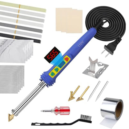 100W Digital Plastic Welder Iron UL Certified Adjustable Temp Kit | UL Certified 100W plastic welder with LED digital display and adjustable temp control for stable, safe plastic fusion repair