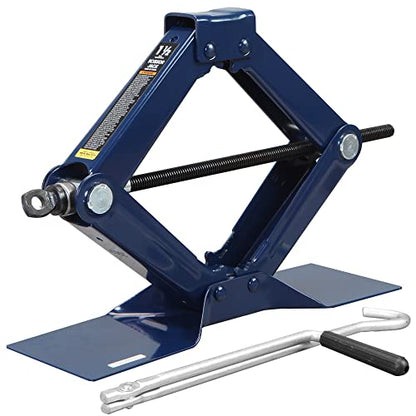 TCE AT10152U Torin Steel Scissor Lift Jack Car Kit, 1.5 Ton (3,000 lb) Capacity, Blue - size: 1.5 Ton, style: Scissor Jack
