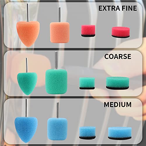 SI FANG 22 Pcs Mini Buffing Polishing Pads Kit, Car Details Mini Polisher Foam Pads for Drill Rotary Tool Buffer Tight Area Detailing Paint Polish Waxing & Glaze, Interior Headlight Door Handles