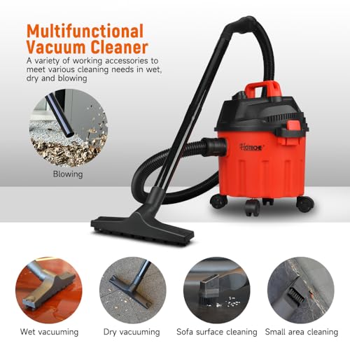 Hoteche 2.6 Gallon Portable Shop Wet Dry Vacuum, 800W Compact Utility Vacuum Cleaner with Blower Function, 16KPa Powerful Suction, 12V Car & 110V Home Dual Power, Small Shop Vac - size: 2.6Gal