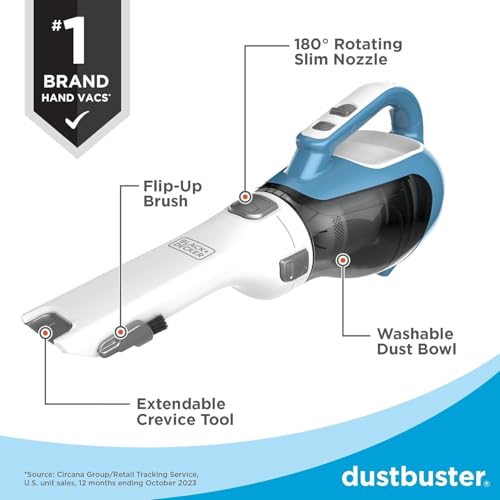 Black+Decker, Dustbuster AdvancedClean Handheld Vacuum Cordless, Compact Home and Car Vacuum with Crevice Tool, Rotating Nozzle and Charging Station - style: AdvancedClean