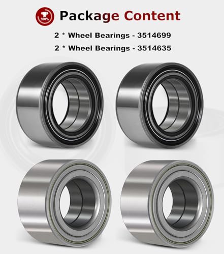 for Polaris Ranger 900 1000 XP Wheel Bearings 2013-2019 Front and Rear (4) Crew Replace 3514635, 3514699
