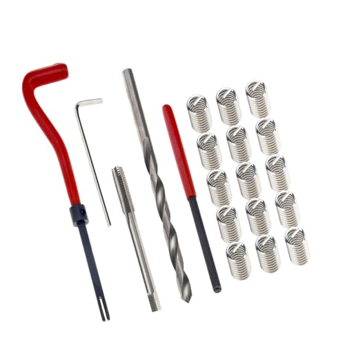 20Pcs Thread Repair Kit M10X1.5mm Thread Insert Metric Stripped Thread Repair Drill Tap Hand Tool Kit Helicoil Insertion Tool Thread Restoring Kit