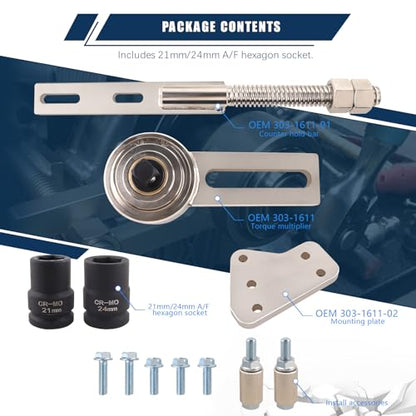 1:5 Torque Multiplier Set for Ford 1.0/1.1 EcoBoost & Duratec Engines, 21mm/24mm Sockets, Crankshaft Pulley Bolt Tool, Compatible with OEM 303-1611/303-1611-01/303-1611-02
