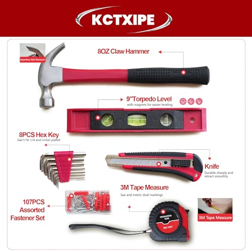 Portable Small Home Tool Kit - Starter Tool Kit with Durable Bag, Ideal for Home, Apartment, Dorm, Office, and DIY Projects, Good Gift for Women & Beginner