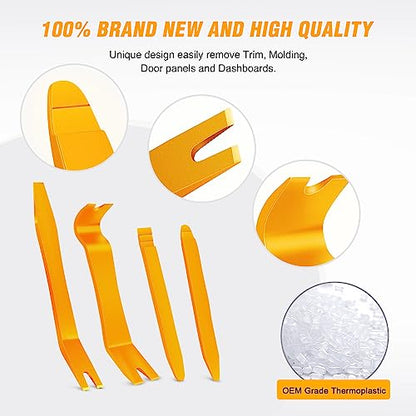 GOOACC 5 PCS Nylon Auto Trim Removal Tool Kit No-Scratch Removal Tool Kit for Car Clip Panel & Audio Dashboard Dismantle Yellow - color: Yellow, size: 5Pcs