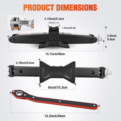 Nilight Scissor Jack for Car 1.5 Ton(3307 lbs), Heavy Duty Steel Scissor Lift Jack Car Kit with Ratchet Wrench for Sedan SUV MPV Tire Changing, 3.9''-13.6'' Lifting Range Portable Small Jack Black - size: 1.5T with Ratchet Wrench, Black