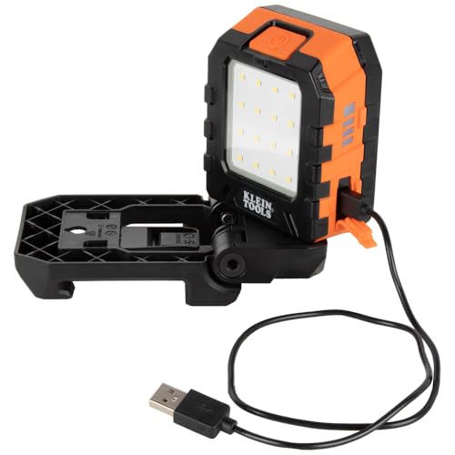 Klein Tools 56416 Rechargeable LED Work Light, 1000-Lumens, Magnetic Work Light with 3 Modes, 360-Degree Rotation and Kickstand, Compatible with MODbox Rail System