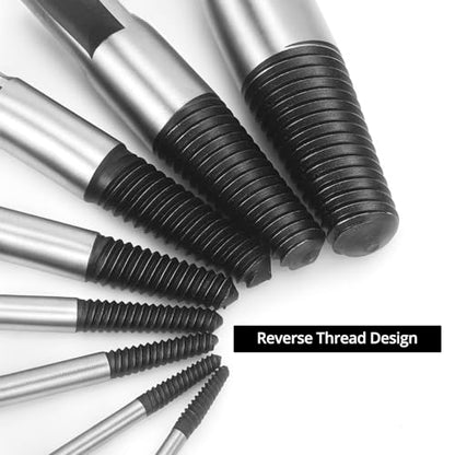 QWORK 8 Pieces Broken Water Pipe Extractor Set - Alloy Steel Screw Extractors, Damaged Screw Bolts Removal